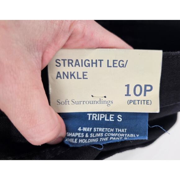 NWT Soft Surroundings triple S stretch 10P Crochet Ankle Pant black 10 PETITE - Picture 3 of 8
